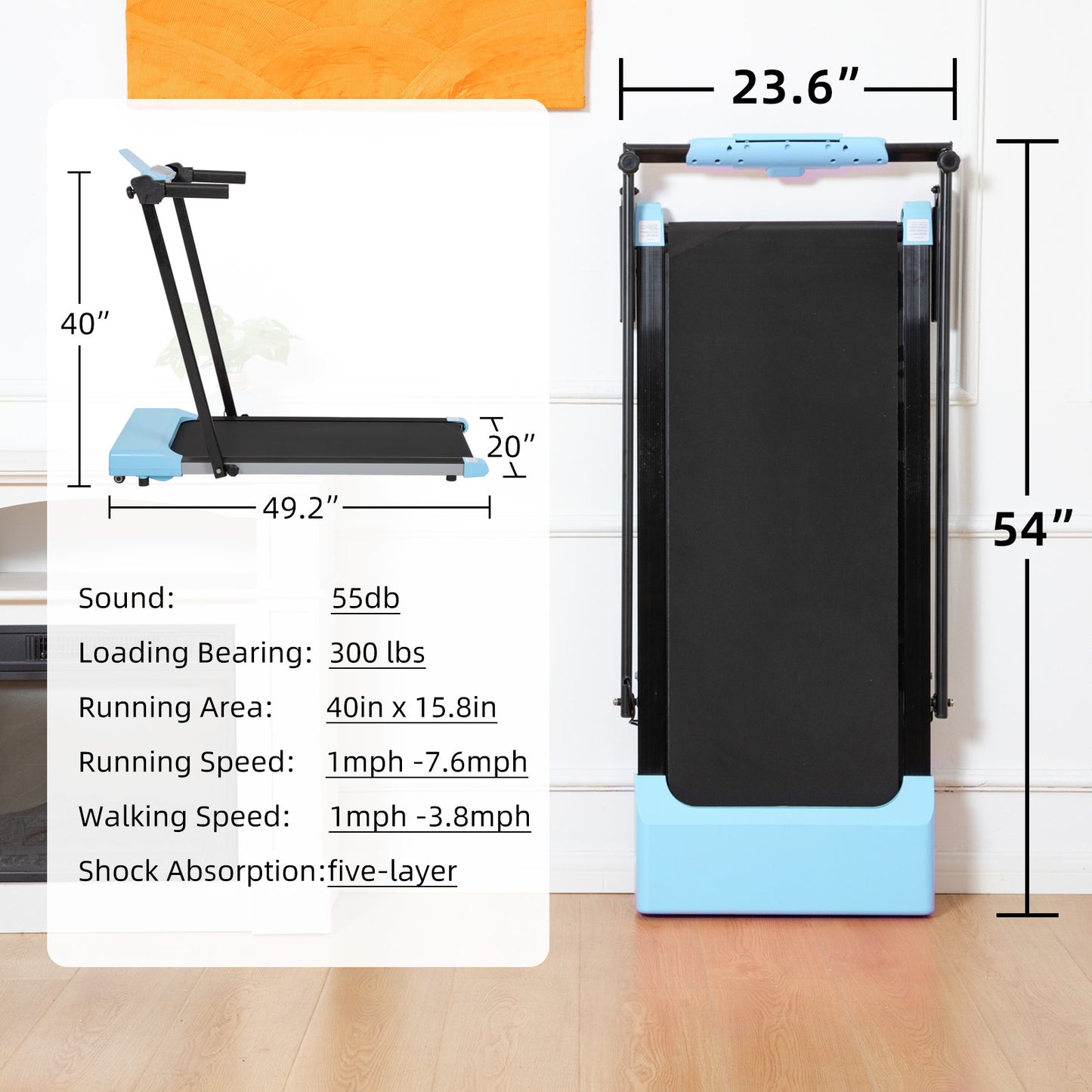 Treadmill for Home with LED Display - Blue