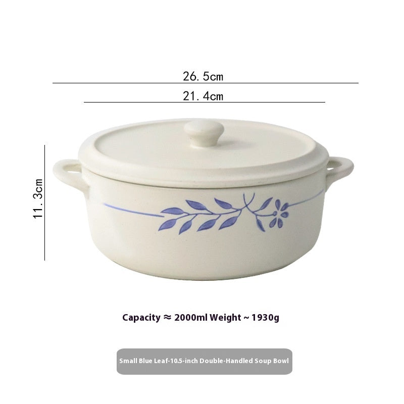 Retro Simple Rice Bowl Set - Household Kitchen Dinnerware with Flower Pattern
