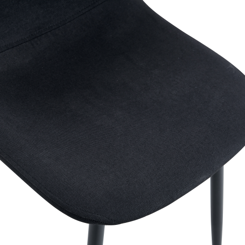 Set of 4 Black Linen-Cotton Dining Chairs with Metal Legs