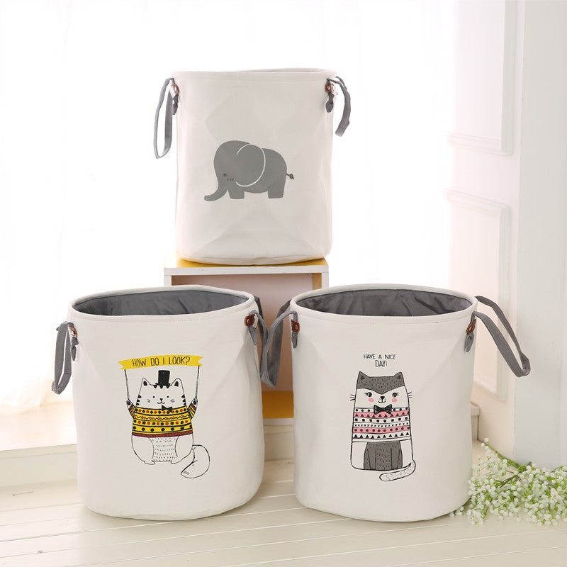 Double Bucket for Clothes Storage - Cartoon Design, 35x40cm