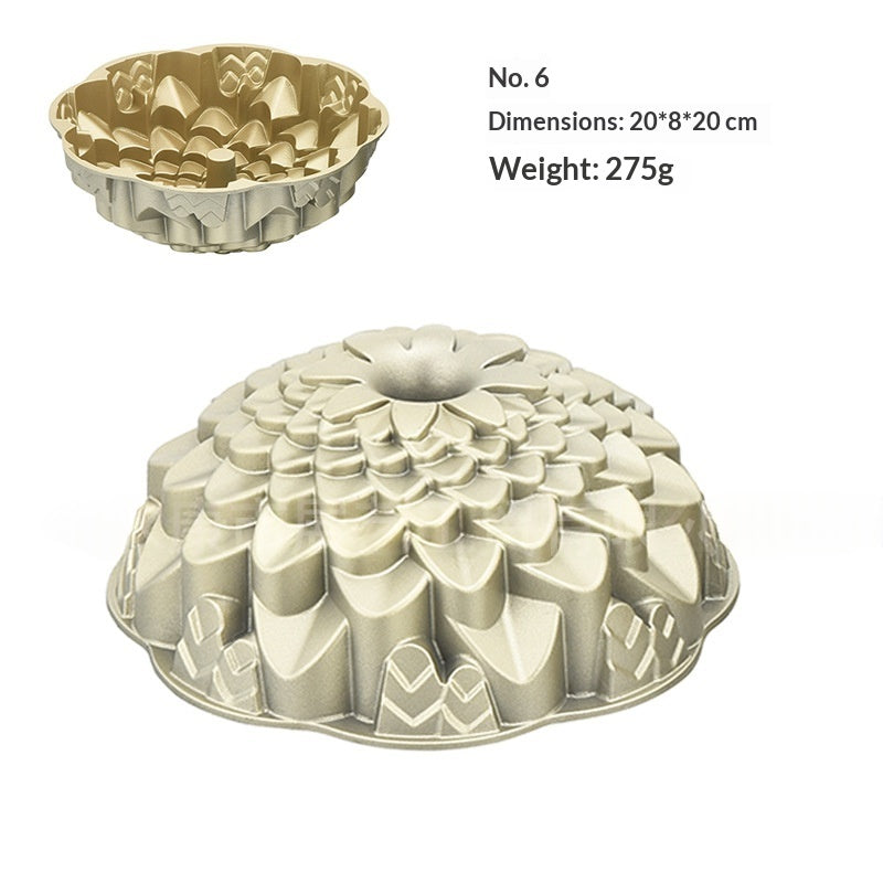 Cast Aluminum Hollow Cake Mold for Baking - Multi-Color Variants