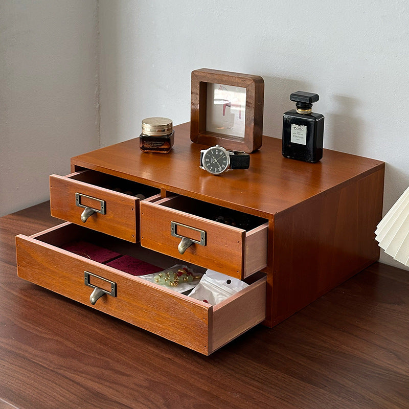 Wooden Desktop Storage Rack for Sundries and Stationery - 2 Layers, Japanese Style