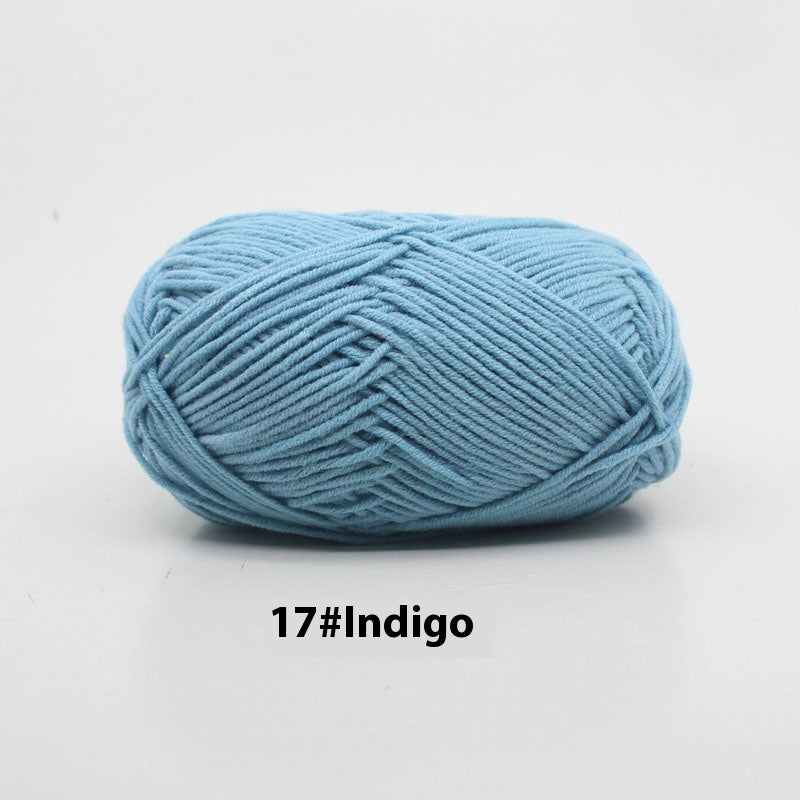 Four-Strand Milk Cotton Crochet Yarn Balls for Craft Projects - Multiple Colors