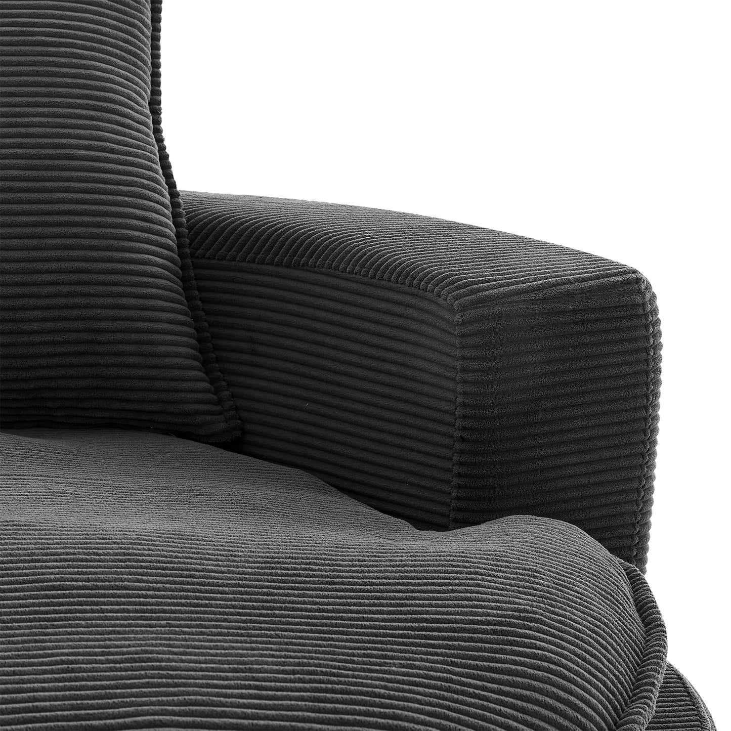 Oversized 360° Swivel Chair with Dual-Layer Cushions - Black