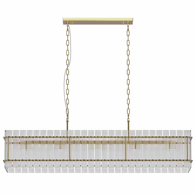 Modern Rectangular Crystal Glass Chandelier - 10-Light Pendant