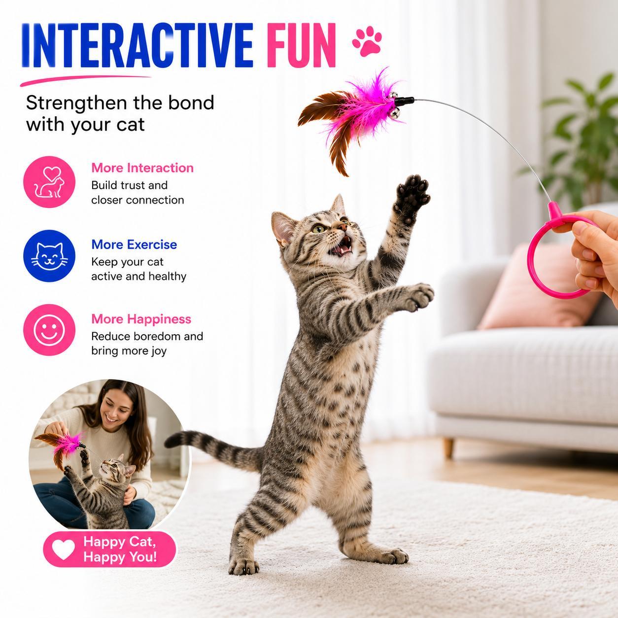 Interactive Cat Feather Collar Toy - Self-Play Pet Teaser for Indoor Cats