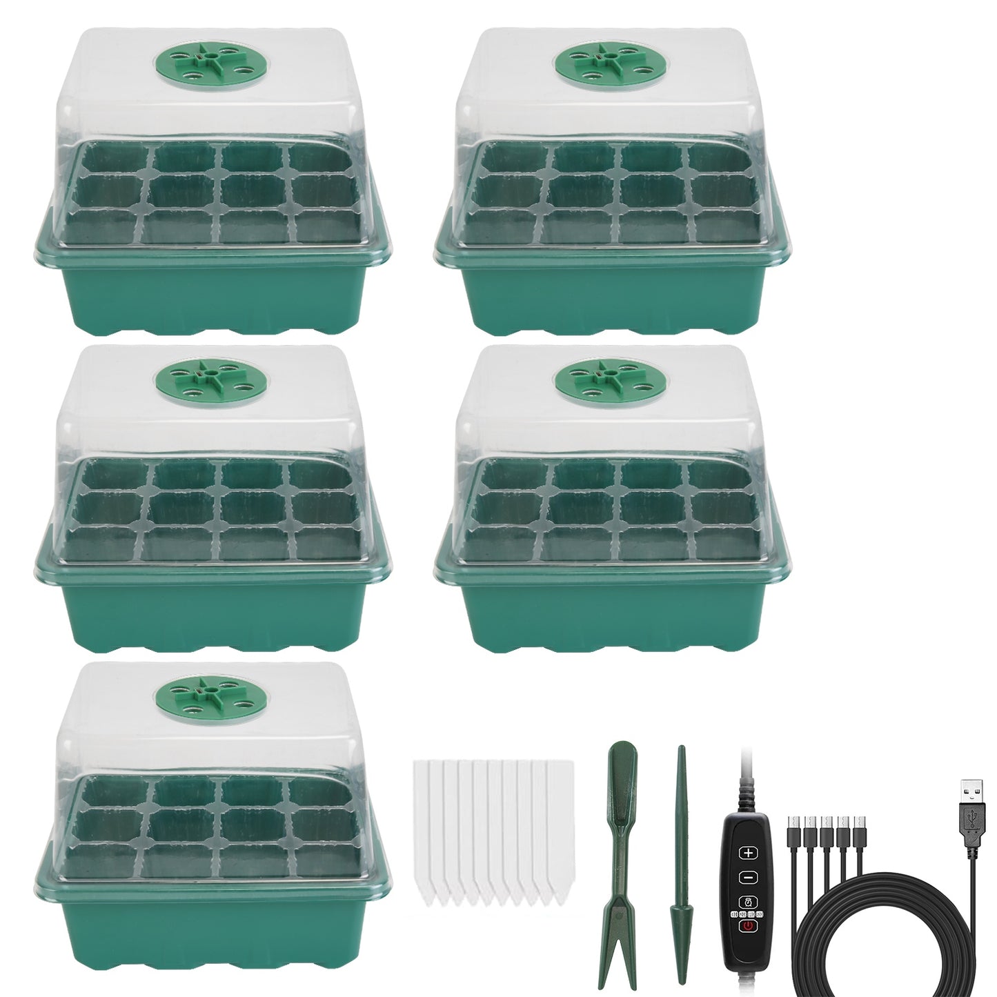 Seed Starter Tray Kit with Grow Lights Humidity Dome for Indoor Gardening