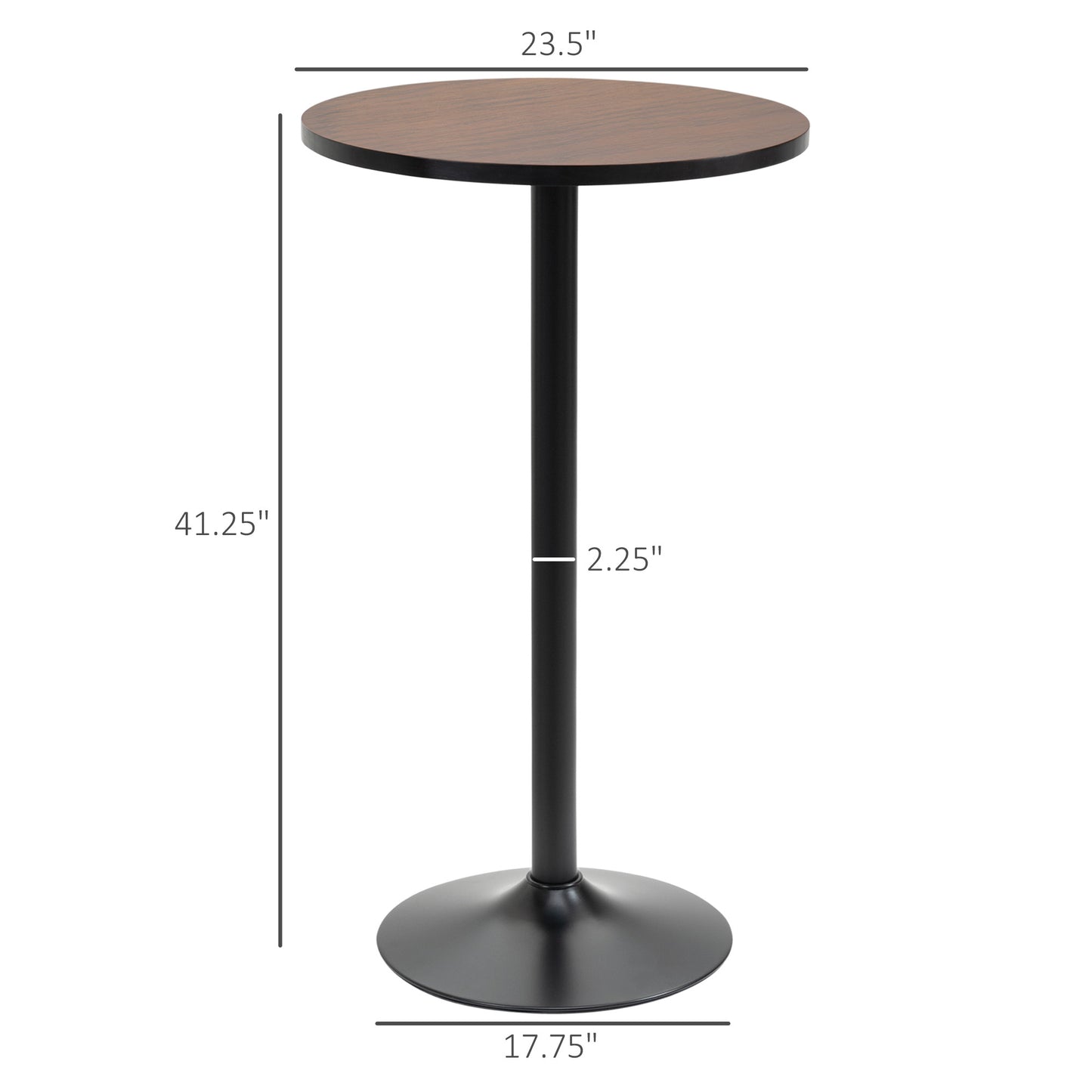 41" Rustic Industrial Round Bar Table with Elm Wood Top