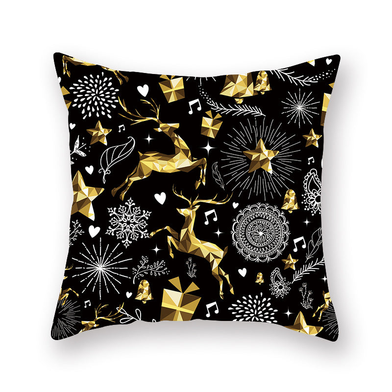Printed Peach Skin Pillowcase Sofa Cushion Cover Home Decor