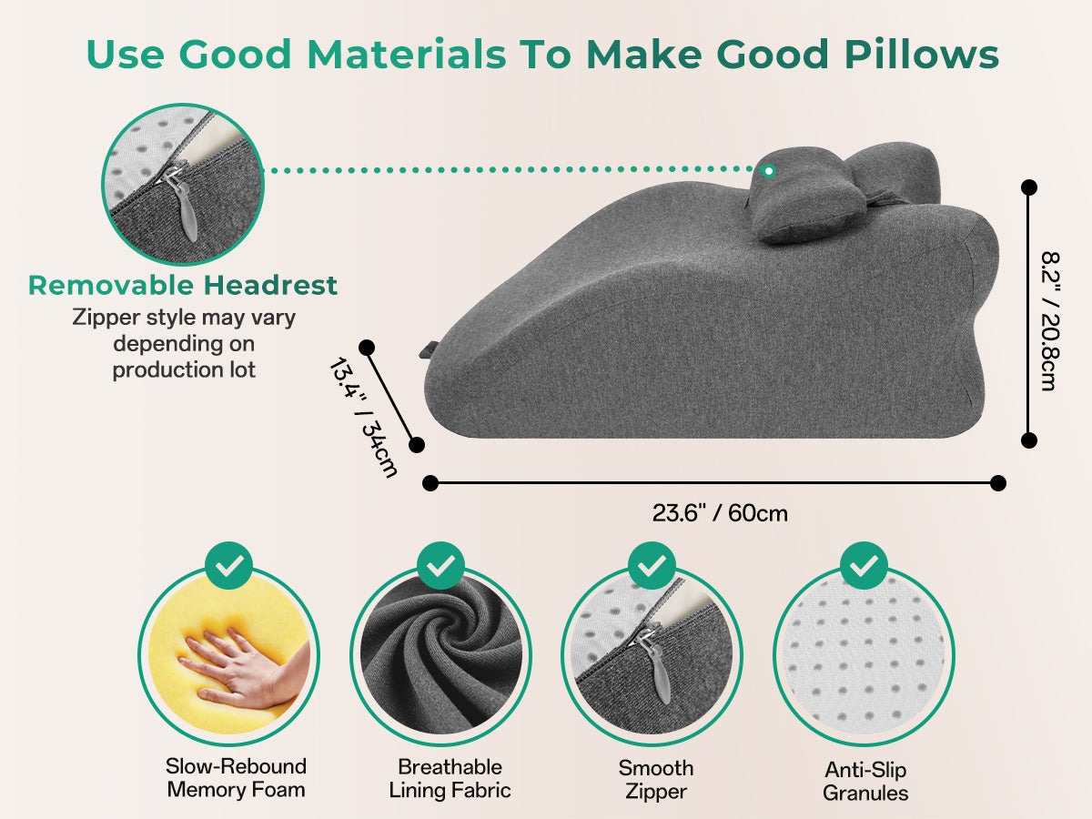 Ergonomic Spinal Posture Support Bed Pillow - Grey