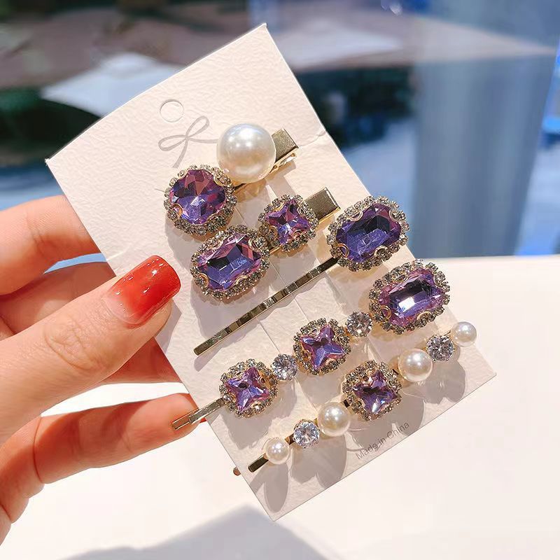 Vintage Rhinestone Hair Clips Set of 5