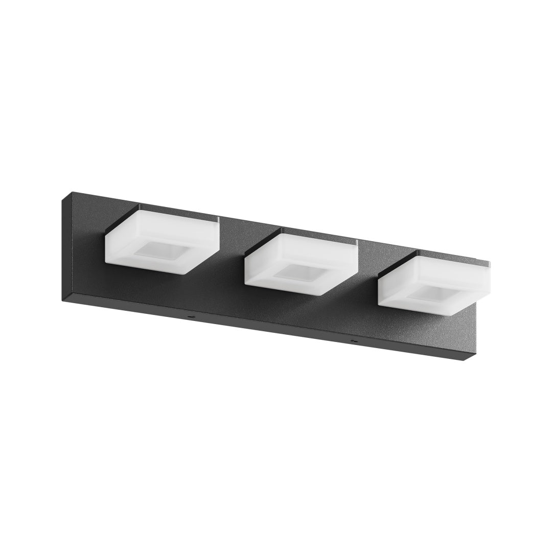 Modern LED Bathroom Vanity Light Fixture - 3-Light, Matte Black, 20-Inch