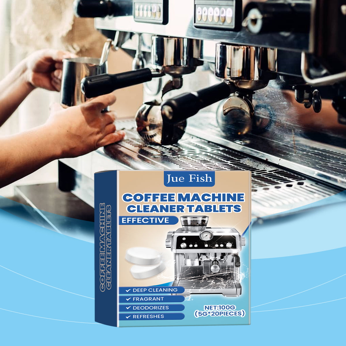 Coffee Machine Cleaning Effervescent Tablets 20-Pack - Fast & Easy Descaling