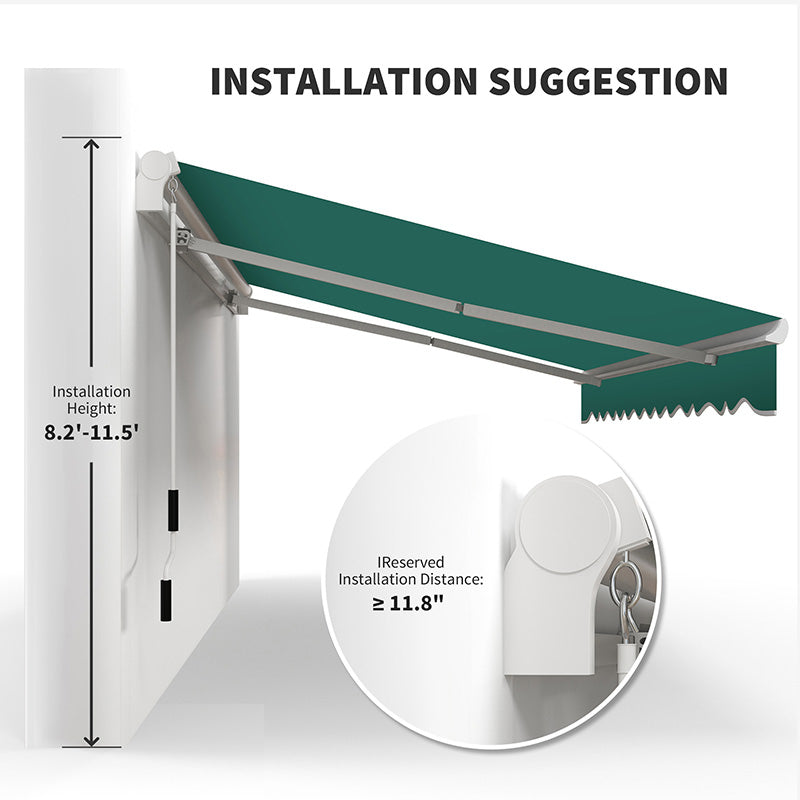 Retractable Patio Awning - UV & Water-Resistant Green Shade