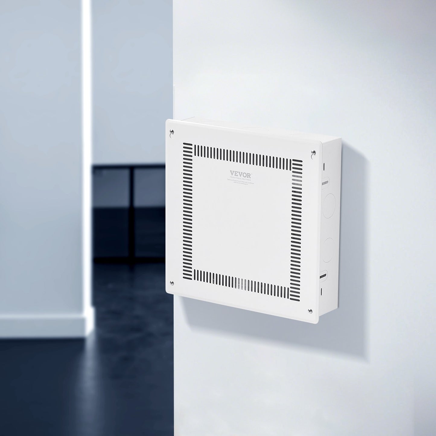 14-Inch Recessed Wall-Mount Media Enclosure with Cover - White