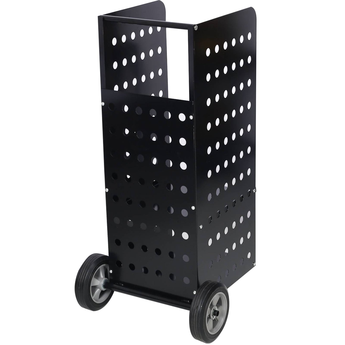 Firewood Cart with Rubber Wheels - Outdoor Log Rolling Carrier Black
