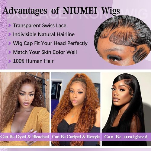 Niu Mei Deep Wave Lace Front Wigs Human Hair 13x6 HD Lace Front Wigs Human Hair Pre Plucked 210% Density 20 Inch Natural Color