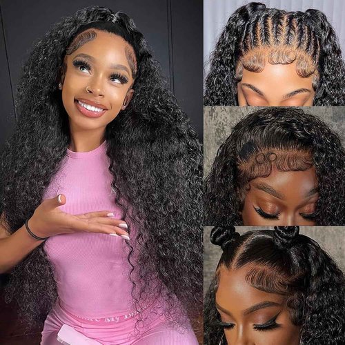 Zhengshuo 13x6 Lace Front Wigs Human Hair 200% Density HD Lace Front Wigs Human Hair Pre Plucked Deep Wave Wig for Women 24 Inch