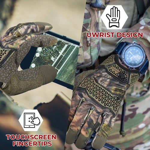 HANDLANDY Utility Mechanics Work Gloves with Grip, Impact Tactical Gloves for Men Women, Flexible Outdoor Yard Gloves