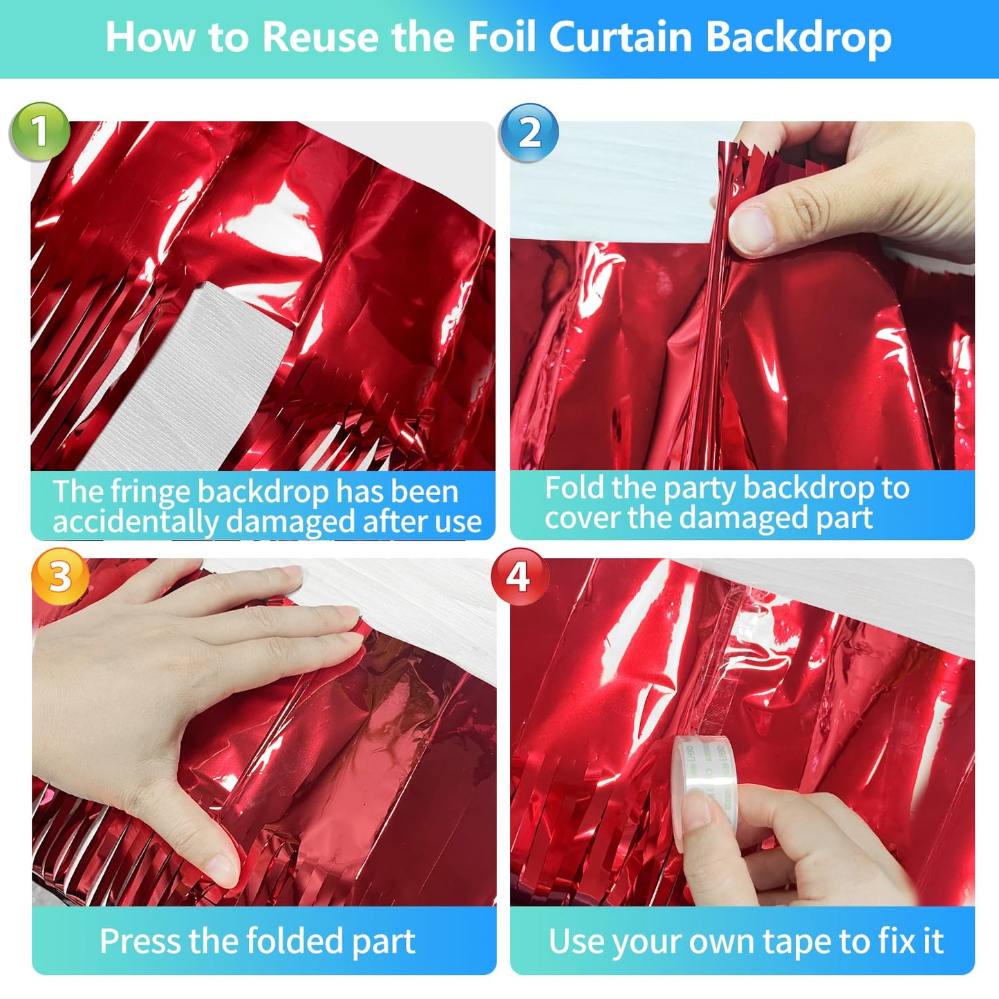 2 Pack Red Streamers Party Backdrop Foil Fringe Curtains Photo Booth Props for Birthday Christmas Wedding Carnival Casino Theme Birthday New Year Holiday Celebration Bachelorette Party Decorations