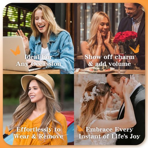 TESSHAIR Halo Hair Extensions 14 Inch, 100% Real Human Hair, No Tangle & Smooth, Invisible Wire Extensions for Women, 60g, Wavy Curly #Wavy Medium Brown Mixed Dark Blonde