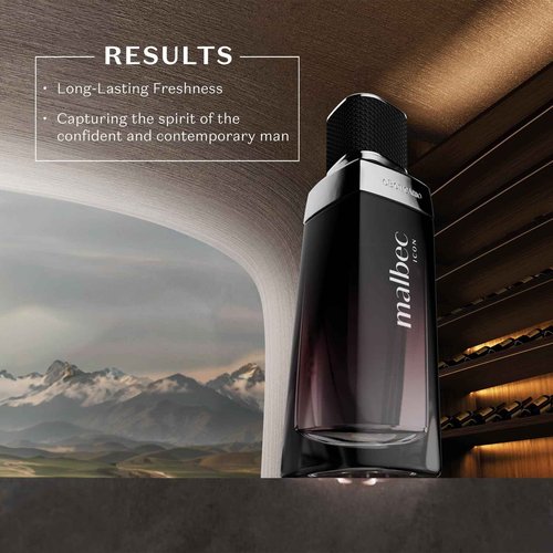 Malbec Icon Eau de Toilette By O Boticário, Woody Chypre Scented Cologne For Men, Long Lasting Men's Fragrance, French Oak Barrel-Aged, 3.4 Ounce (100 ml)