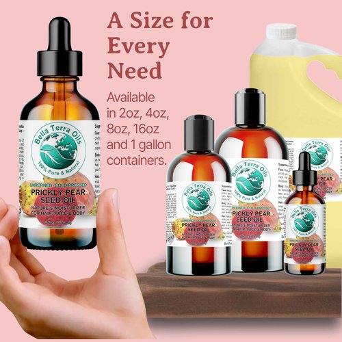 Bella Terra Oils - Prickly Pear Oil 16 oz - Nourish with Barbary Fig Elixir, Abundant in Phenolic Compounds & Amino Acids, A Treasure for Luminous Skin