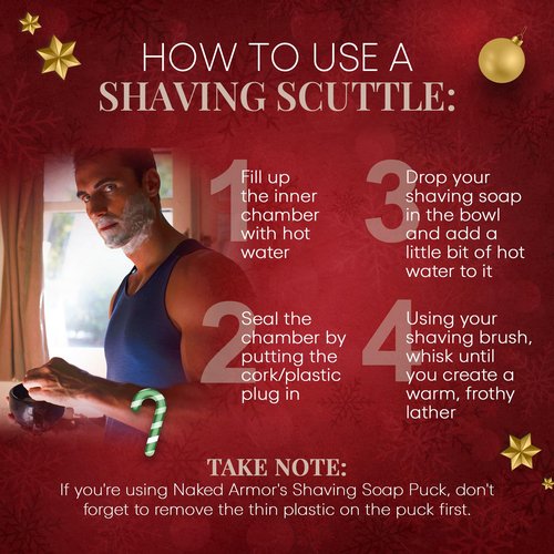 Savanna Shaving Scuttle Mug Kit - Shaving Bowl With Shave Soap, Shave Brush, Porcelain Scuttle Shaving Mug, Keeps Lather Hot, Creamy Lather, Hot Shave At Home Daily, Handmade Pottery, Great Gift