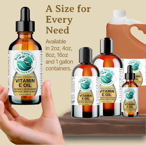 Bella Terra Oils - Organic Vitamin E Oil 16 oz - Premium D-Alpha Tocopherol Extract, Packed with Essential Nutrients & Fatty Acids, Elevate Your Skincare Ritual