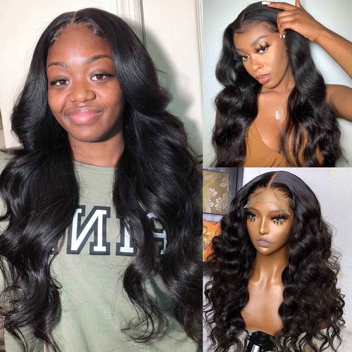 Licoville Body Wave Wig 4x1 Lace Front Human Hair Wig 20 Inch 150% Density Fuller Thicker Body Wave Lace Wigs Middle Part Natural Black Lace Closure Wigs for Black Women Pre Plucked