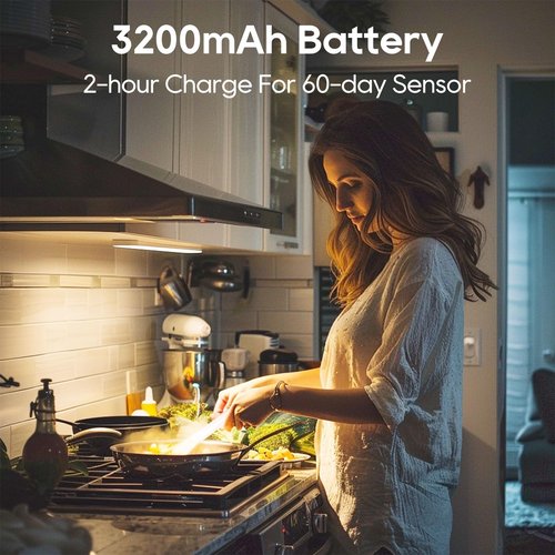 Under Cabinet Lighting, 2 Pack 13 Inch 3 Color Temperatures Motion Sensor Light indoor, USB Rechargeable Under Cabinet Lights, Stick-On Magnetic Closet Light, Wireless Under Counter Lights for Kitchen