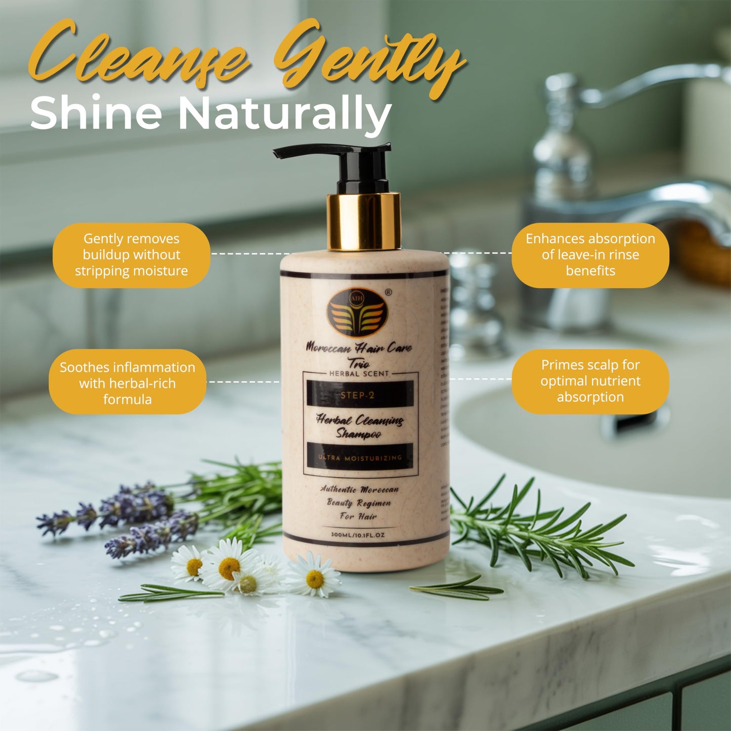 Moroccan Oil Hair Care Trio – Premium 3-Step Argan Oil Hair Treatment Kit for Scalp & Follicle Health – Herbal Shampoo, Leave-In Rinse & 30+ Botanicals – Sulfate-Free, Dermatologist Approved