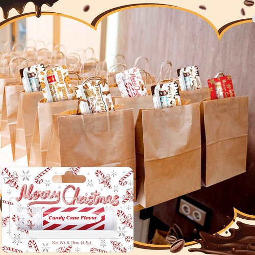 Sacubee 75 Pcs Christmas Peppermint Candy Flavor Lip Balms Bulk Peppermint Candy Gingerbread Hot Cocoa Cookie Cinnamon Flavor Lip Balms Christmas Party Gifts Stocking Stuffers for Employee Staff