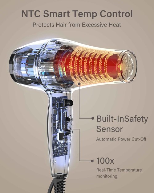 ANNLARY Ionic Hair Dryer with Diffuser, Blow Dryer, Professional 1875W Powerful AC Motor Hairdryer with 8.2Ft Cord for Women & Men, Fast-Drying Blow Dryer with Nozzle for Home, Salon