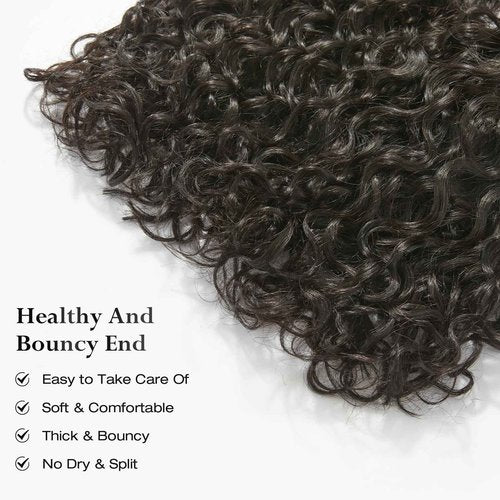 ASHINE Human Hair Bundle Deep Curly Water Wave, Unprocessed Cambodian Raw Hair 24 Inch, Flip Over Quick Weave Wet and Wave Bundles for Women Natural Black