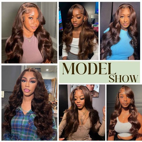 #4 Chocolate Brown Human Hair Bundles Body Wave 16 18 20 inch 100% Unprocessed Brazilian Virgin Hair Extensions 12A Quick Weave Bundles Human Hair Double Weft