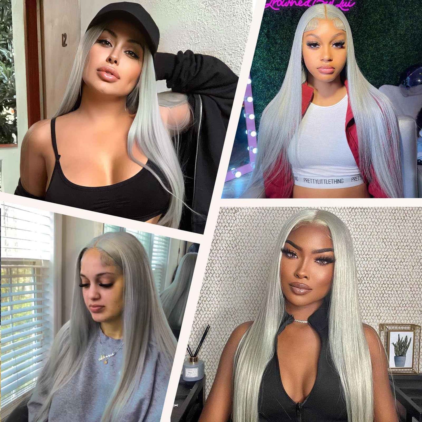 Grey Straight Wigs Human Hair 13x6 Human Hair Lace Front Wig HD Lace Front 180% Density Silver Gray Wigs for Women