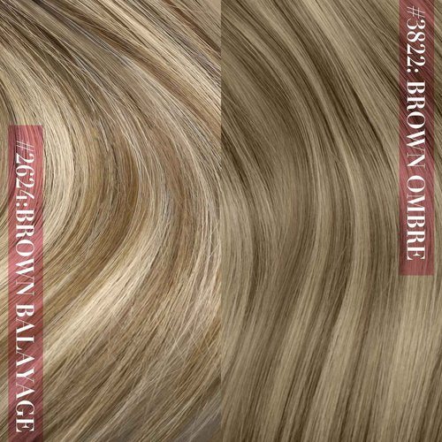 YoungSee Wire Hair Extensions Balayage Wire Hair Extensions Real Human Hair Ombre Fish Line Extensions Dark Brown Roots to Medium Brown with Blonde Dyable Remy Hair 14Inch 80G