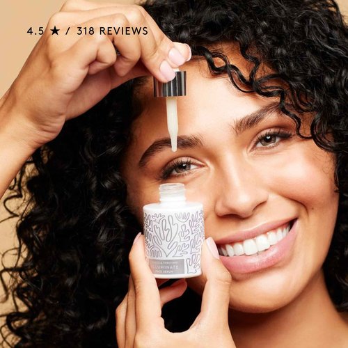 Naked & Thriving Illuminate BC+ Face Serum | Hyaluronic Acid, Vitamin C, Bakuchiol | Organic, Vegan, & Naturally-Derived Skin Care | For Mature Skin, Visible Spots and Wrinkles (1.0 fl oz/30 mL)