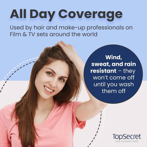 Top Secret Hair Thickening Building Fibers Applicator Included - Undetectable & Natural Hair Filler - for Men & Women - Instantly Fill In Fine Thinning Hair - Weather & Sweat Resistant (Black, Large)