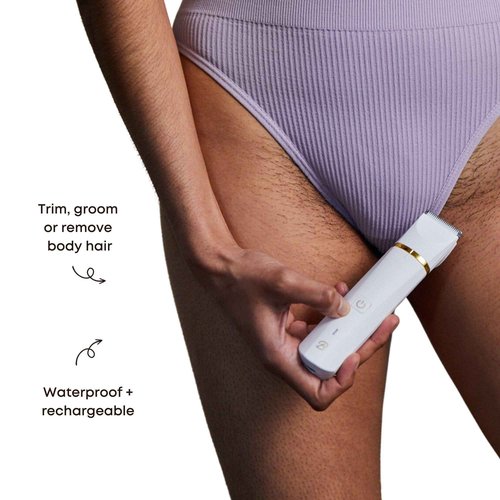 Bushbalm Nude Ingrown Oil (30 ml) for Ingrown Hair & Razor Bumps Prevention, and Francesca Trimmer Electric Shaver for Close Grooming and Pre-Wax Preparation