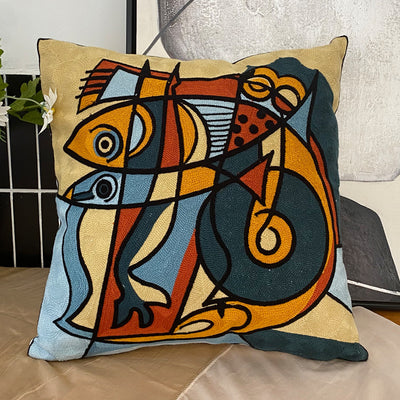 Decorative Embroidered Cushion Cover Abstract Picasso Style 45x45 cm