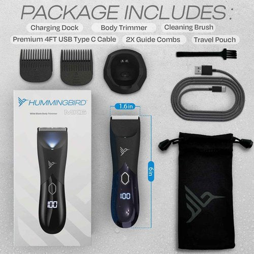 HUMMINGBIRD MK3 Electric Head Shaver & MK6 Body Hair Trimmer - 6 Blade Head Shaver for Bald Men & Wide Ceramic Blade Groin & Body Hair Trimmer, USB-C Rechargeable, Travel Lock
