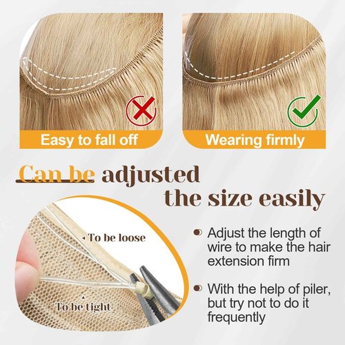 Benehair Human Hair Extensions Thick Ends Invisible Wire Real Human Hair with 2 Fish Lines Thicker Hairpieces 18inch 100g Dark Auburn Hair Extensions Straight Thicker Hairpieces for Women #33