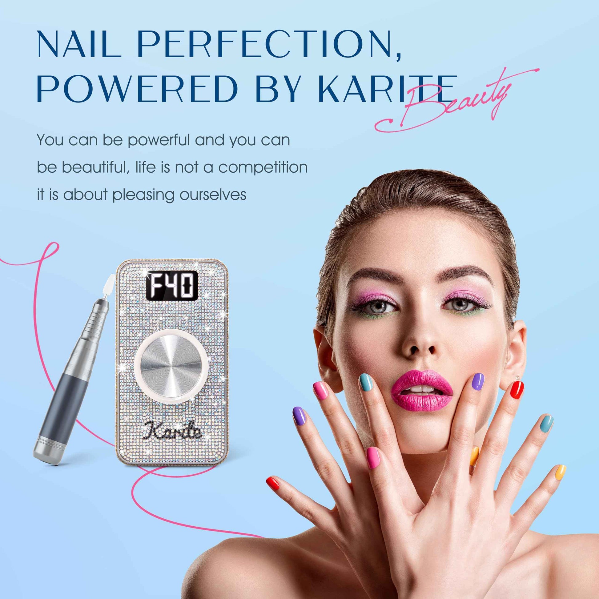 Karite Professional Nail Drill - 4000mAh Battery, 40000 RPM, Upgraded Motor with Low Vibration and Noise, Adjustable Speed and Direction - Perfect Electric Nail Drill for Salons and at-Home Use