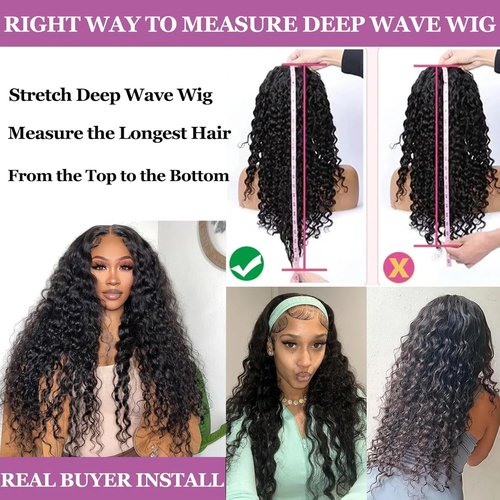 VOLLIUKE 13x6 Deep Wave Lace Front Wigs Human Hair 22 Inch 200% Density Deep Curly Hd Lace Frontal Wig 13x6 Glueless Hd Lace Front Wigs Human Hair Pre Plucked Natural Black