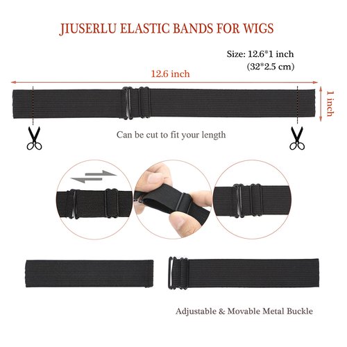 JIUSERLU Adjustable Elastic Bands Straps For Wigs (Black/100pcs)