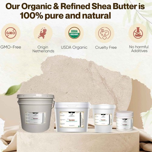 uh*Roh*Muh USDA Certified Half Gallon Organic Shea Butter from the France | Refined, Nourishing Body Butter for Smooth and Healthy Skin | (Net Wt. 1.6/3.5 lb)