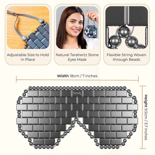 TeraRX® Terahertz Eye Mask – 100% Authentic Terahertz Stone Eye Mask for Cooling & Heating Therapy – Easy To Wear Design with Secure Comfort Straps – Relieves Puffiness, Eyes Fatigue & Fascial Tension