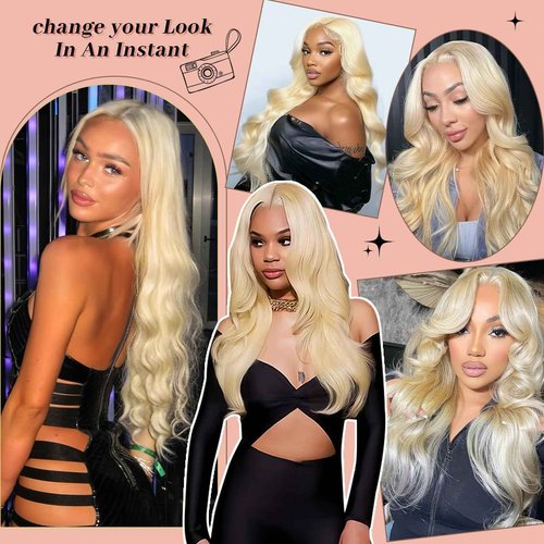 Quiport 613 Lace Front Wig Human Hair 210 Density Blonde Wig Human Hair 613 HD Lace Frontal Wig 13x6 Body Wave HD Lace Front Wigs Human Hair Pre Plucked Glueless Wigs 24 Inch
